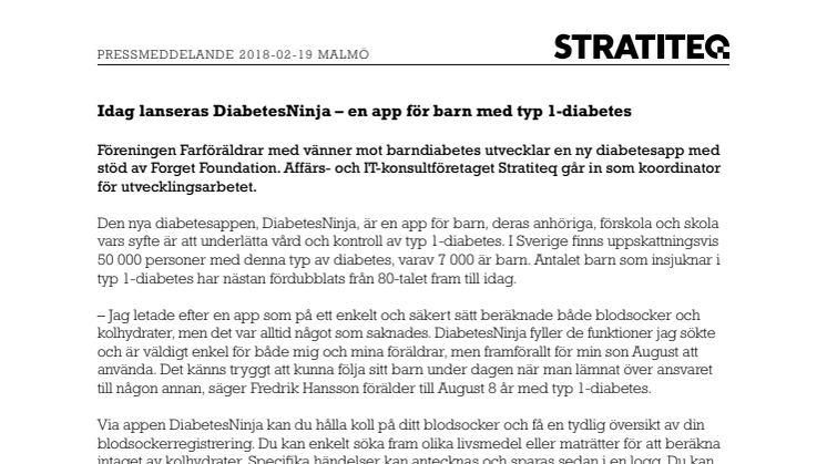 Idag lanseras DiabetesNinja – en app för barn med typ 1-diabetes 