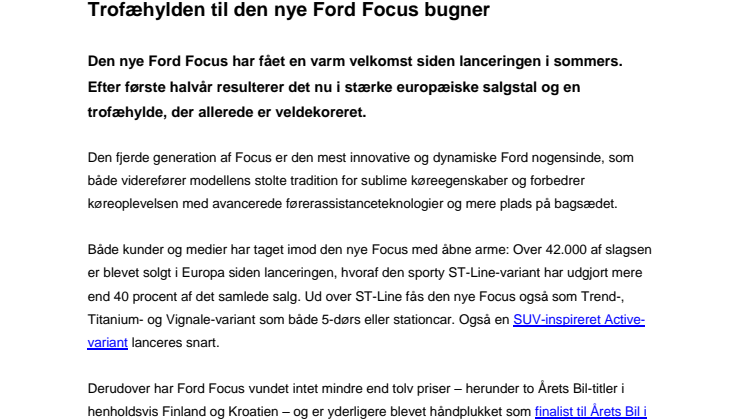 Trofæhylden til den nye Ford Focus bugner