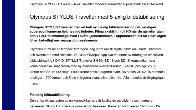 Olympus STYLUS Traveller med 5-axlig bildstabilisering 