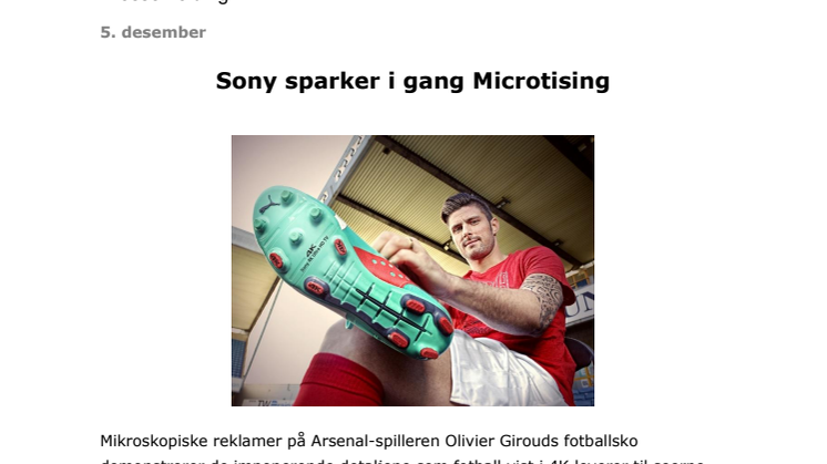 Sony sparker i gang Microtising