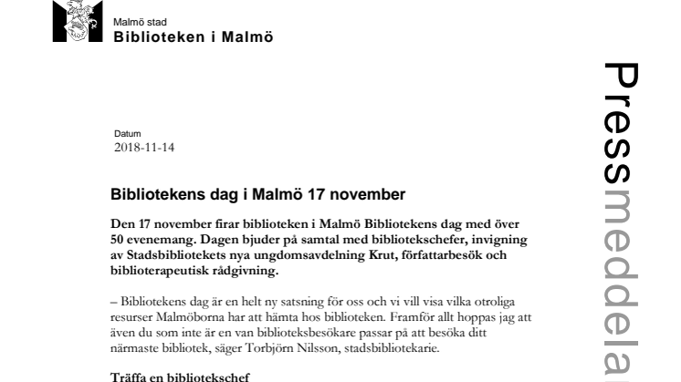 Bibliotekens dag i Malmö 17 november