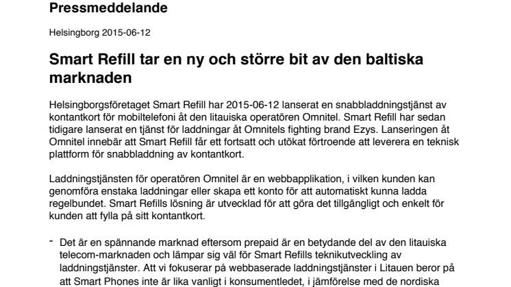 Smart Refill tar en ny och större bit av den baltiska marknaden
