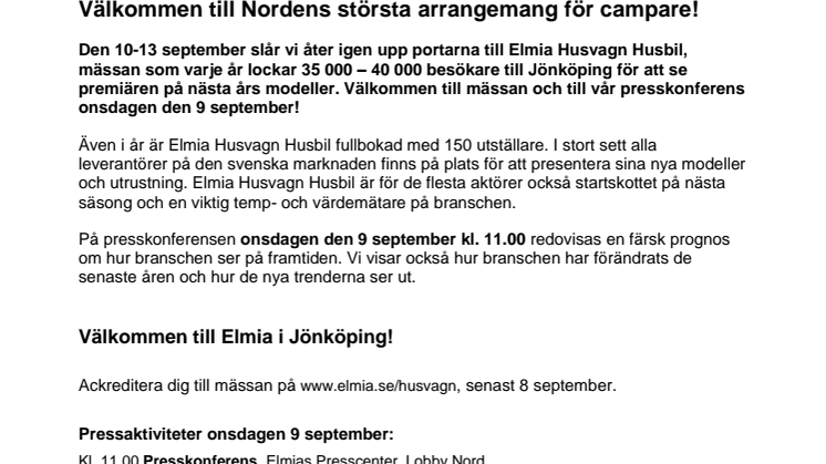 Pressinbjudan: Välkommen till Nordens största arrangemang för campare!