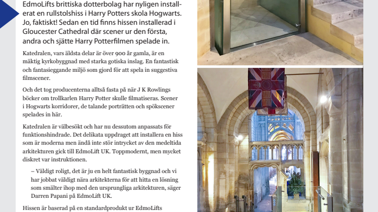 EdmoLift UK levererar till ”Hogwarts”