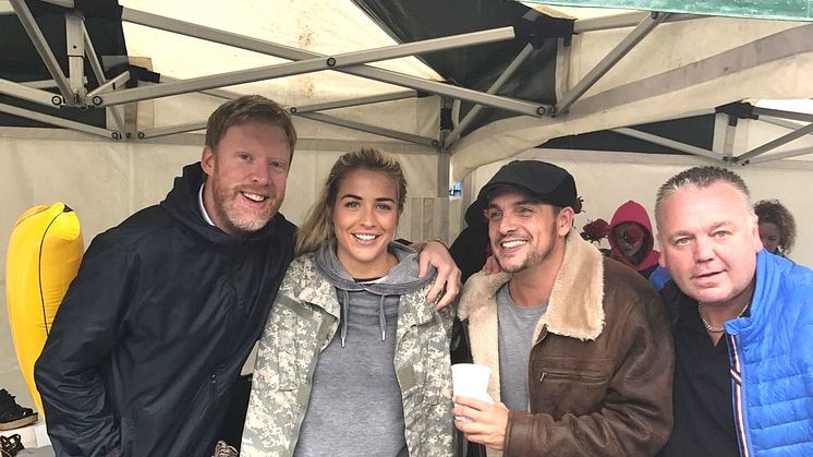 Market Market trader Peter Whipp (right) with the Key103 presenters Matt Haslam, Gemma Atkinson and Mike Toolan.