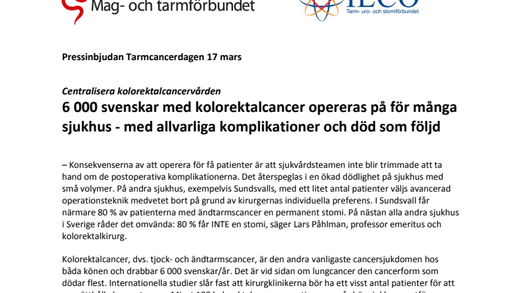 6 000 svenskar med kolorektalcancer opereras på för många sjukhus med allvarliga komplikationer och död som följd