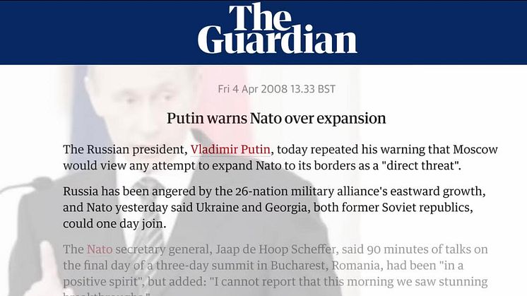 Putin warns Nato over expansion