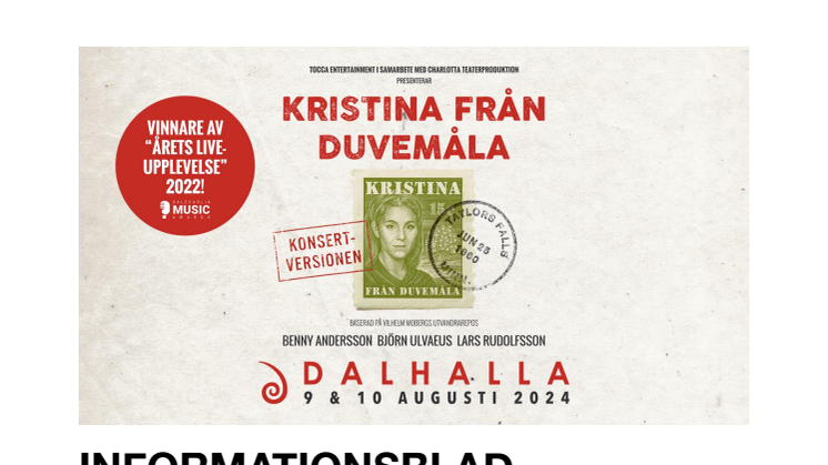 Kristina från Duvemåla 2024 - infoblad