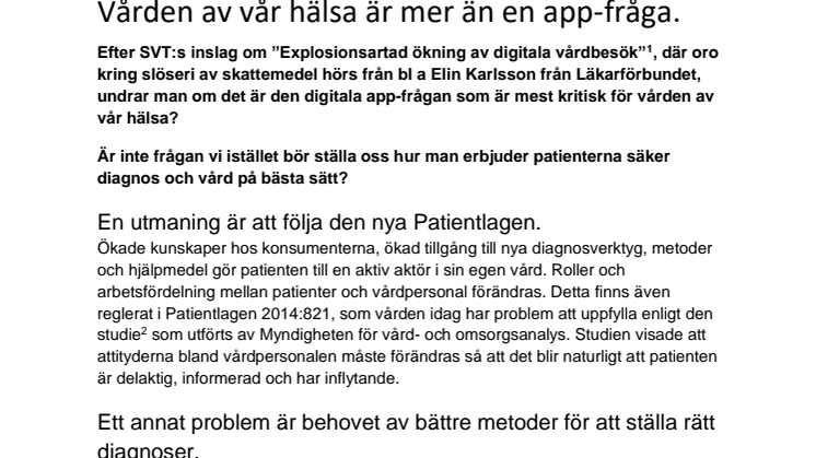 Vården av vår hälsa är mer än en app-fråga