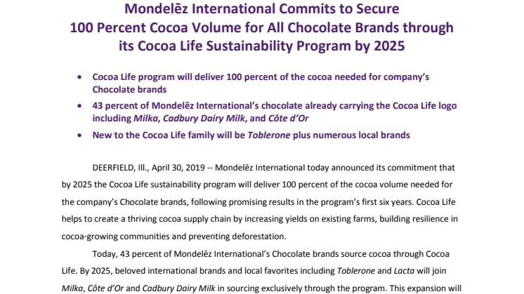 Cocoa Life Annual Report 2018: Framsteg och nya mål för Cocoa life 2025