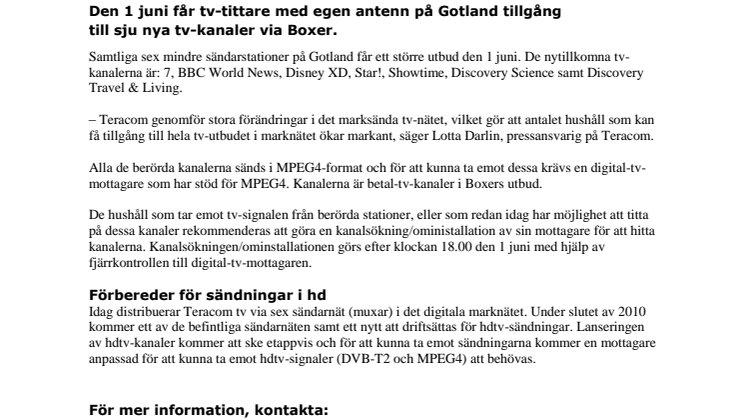 Sju nya tv-kanaler på Gotland till sommaren