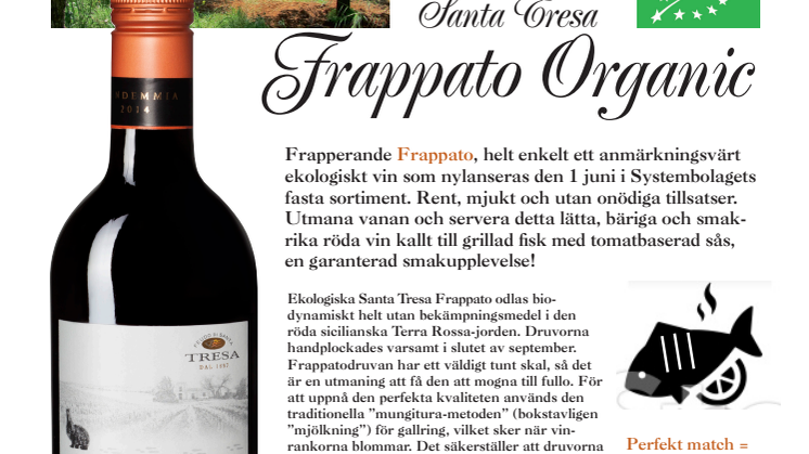 Nylansering 1 juni - Santa Tresa Frappato Organic