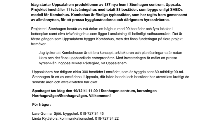 Årets sista spadtag - 187 nya hyresrätter i Stenhagen