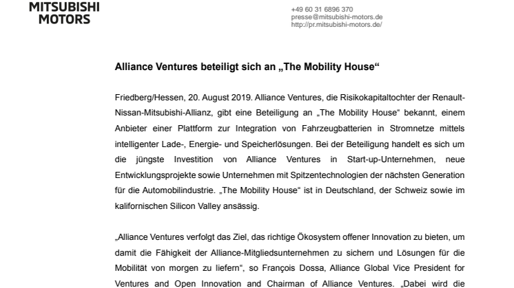 Alliance Ventures beteiligt sich an „The Mobility House“ 