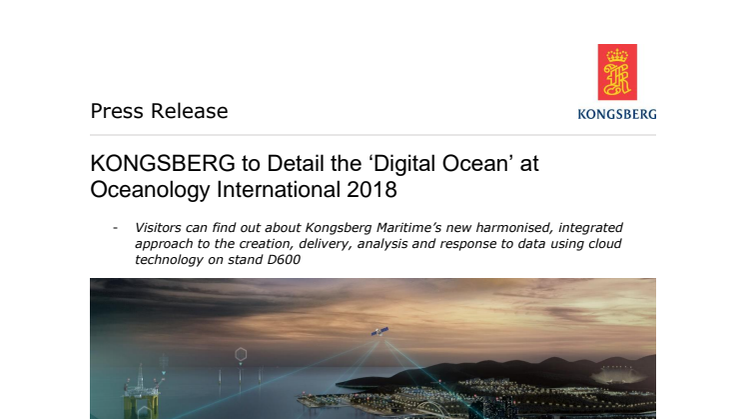 Kongsberg Maritime: KONGSBERG to Detail the ‘Digital Ocean’ at Oceanology International 2018