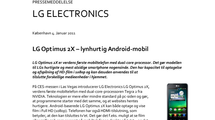 LG Optimus 2X – lynhurtig Android-mobil med Full HD