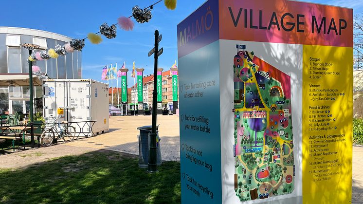 Eurovision Village i Folkets öppnar lördag 4 maj och invigs klockan 15:00 samma dag. Foto: Malmö stad