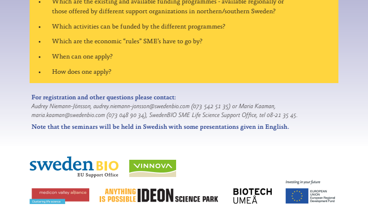 Life Science Company Funding Opportunities – Overview of the National & EU Programmes