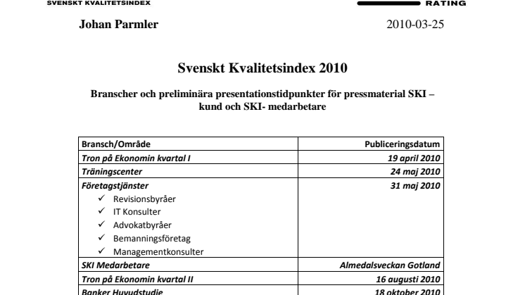 Svenskt Kvalitetsindex 2010