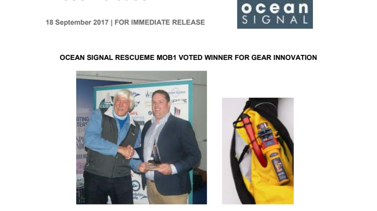 Ocean Signal rescueME MOB1 Voted Winner for Gear Innovation