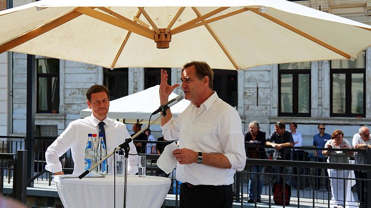 Michael Kretschmer (Ministerpräsident Sachsen) und Burkhard Jung (Oberbürgermeister der Stadt Leipzig) hielten die Eröffnungsreden
