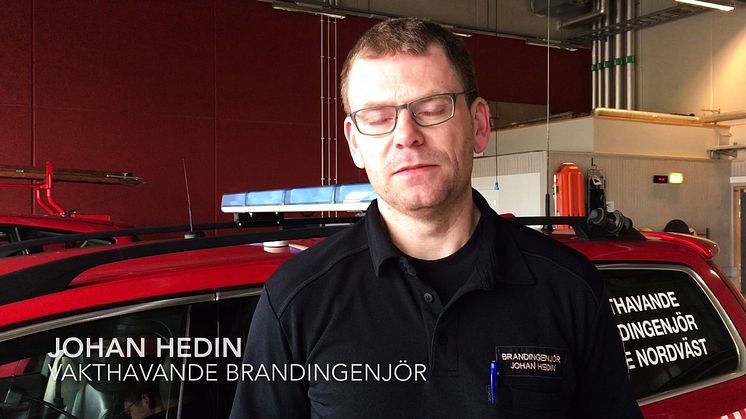 Vakthavande brandingenjör Johan Hedin kommenterar brand i Ödåkra 