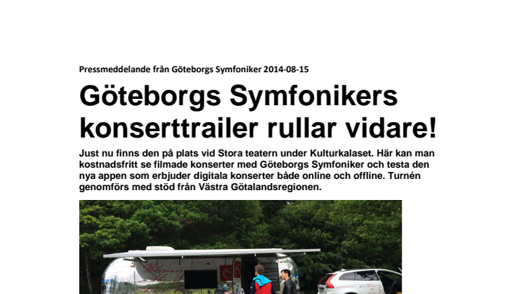 Göteborgs Symfonikers konserttrailer rullar vidare!