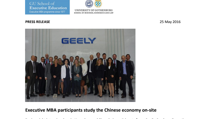 Executive MBA participants study the Chinese economy on-site
