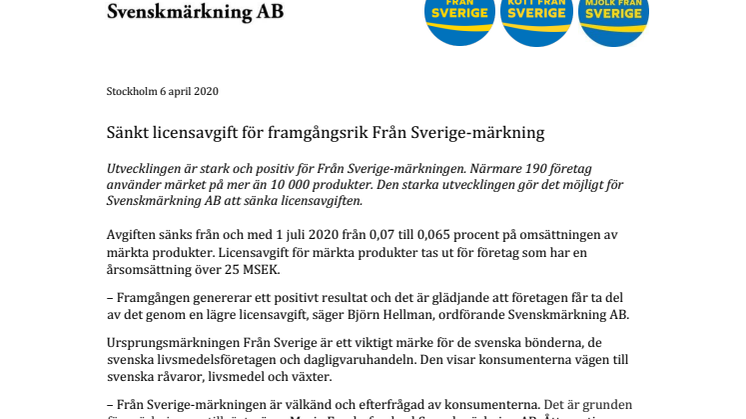 Svenskmärkning sänker licensavgiften 