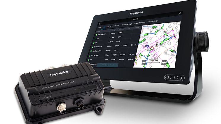 The new Raymarine AIS700 Transceiver with Raymarine Axiom 9 MFD