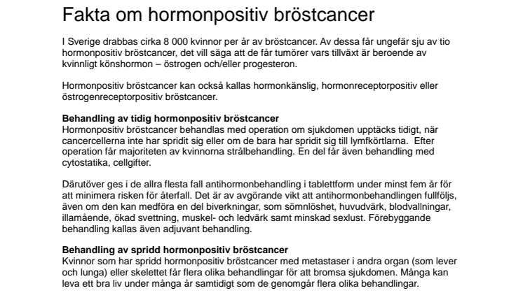 Fakta om hormonpositiv bröstcancer