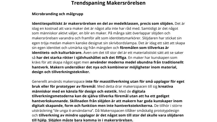 Trendspaning Makersrörelsen