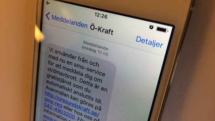 Öresundskraft lanserar avbrottsinformation via sms.