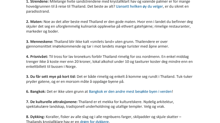 20 grunner til å reise til Thailand