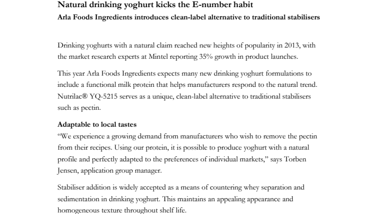 Natural drinking yoghurt kicks the E-number habit
