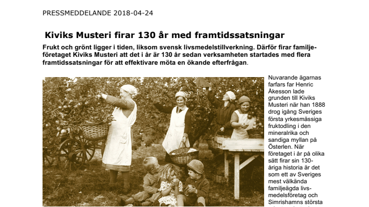 Kiviks Musteri firar 130 år med framtidssatsningar