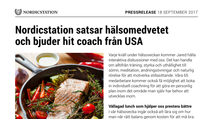 Nordicstation satsar hälsomedvetet och bjuder hit coach från USA