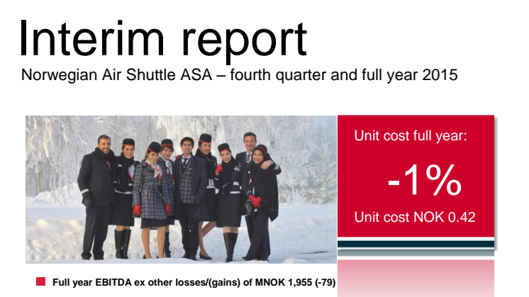 Informe de gestión - cuarto trimestre y año completo 2015 - Norwegian Air Shuttle ASA