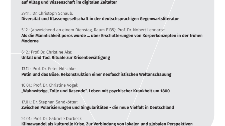 Ringvorlesung Kulturwissenschaften Universität Vechta 2023