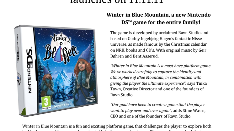 Winter’s most wonderful adventure launches on 11.11.11