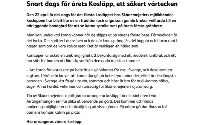 Snart dags för årets Kosläpp, ett säkert vårtecken