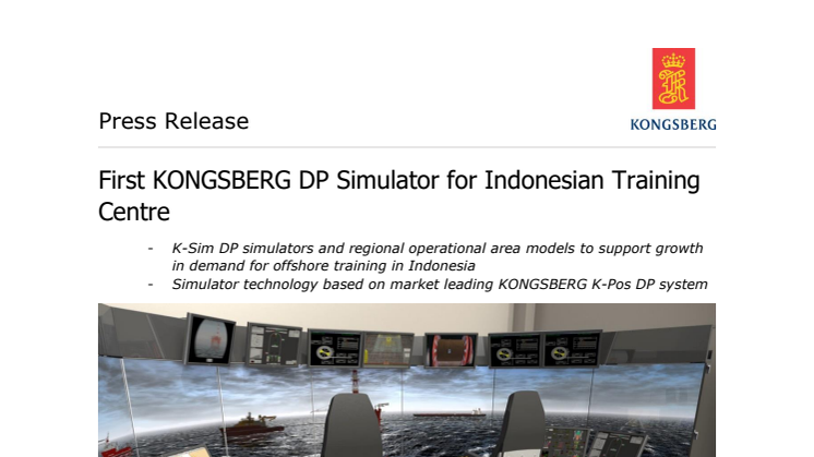 Kongsberg Digital: First KONGSBERG DP Simulator for Indonesian Training Centre