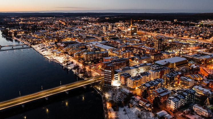 Flygfoto över Skellefteå. Foto: Jonas Westling