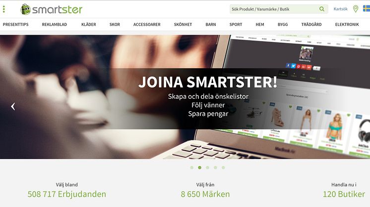 Smartster screenshot från webbsidan www.smartster.se