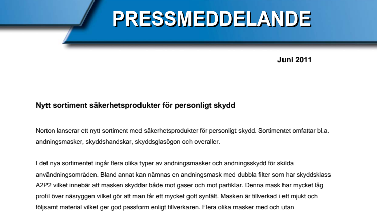 Nytt sortiment säkerhetsprodukter för personligt skydd