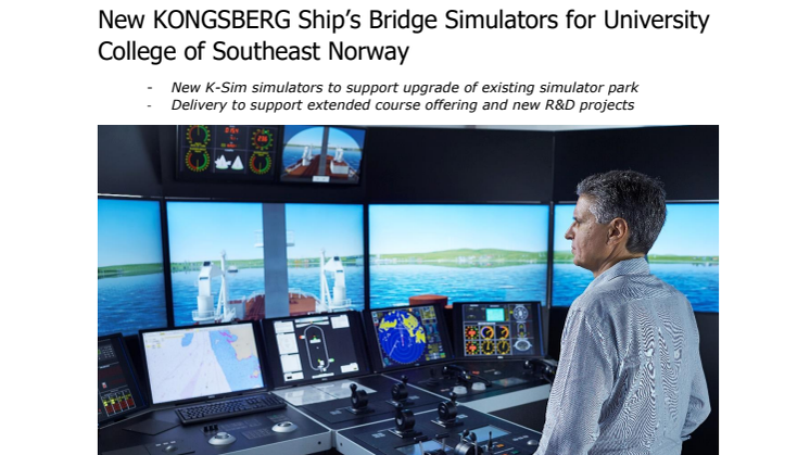 Kongsberg Digital: New KONGSBERG Ship’s Bridge Simulators for University College of Southeast Norway