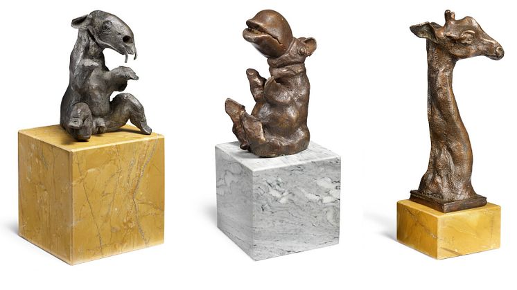 De 19 skulpturer er vurderet fra 30.000-350.000 kr. på auktionen.