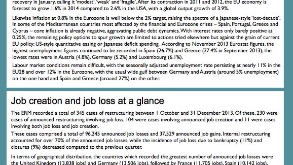 High levels of restructuring activity in the midst of improved economic outlook for Europe