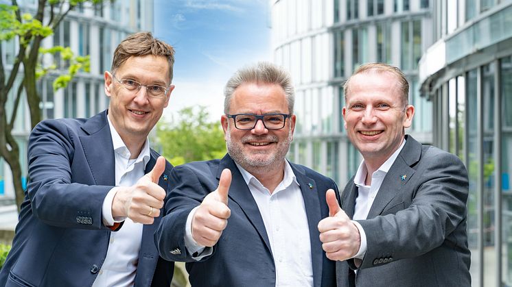 Das neue Geschäftsführerteam der TIMETOACT GROUP: Frank Fuchs (CFO), Felix Binsack und Hermann Ballé (v.l.n.r.). Foto: TIMETOACT GROUP 