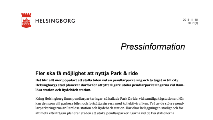 Fler ska få möjlighet att använda Park & ride 